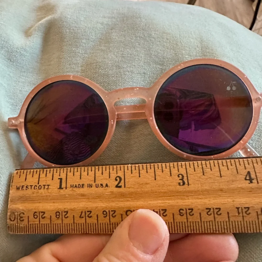 Bonpoint Pink Round Kids Sunglasses with Purple Mirrored Lenses